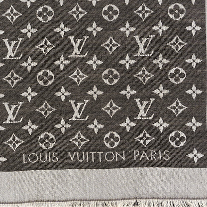 Louis Vuitton Silk Wool Monogram Denim Shawl Black 2 of 3