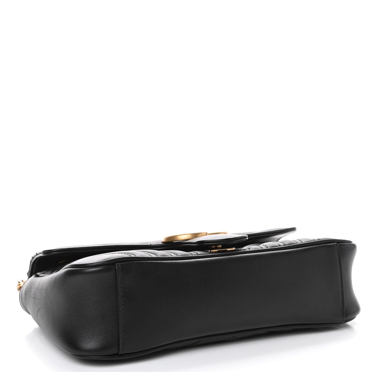 Gucci Calfskin Matelasse Small GG Marmont Shoulder Bag Black 3 of 4