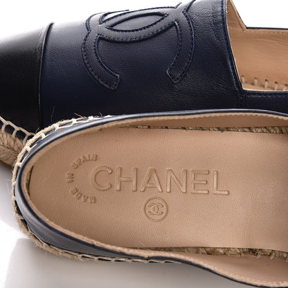 Chanel Lambskin CC Espadrilles 37 Navy Black 8 of 9