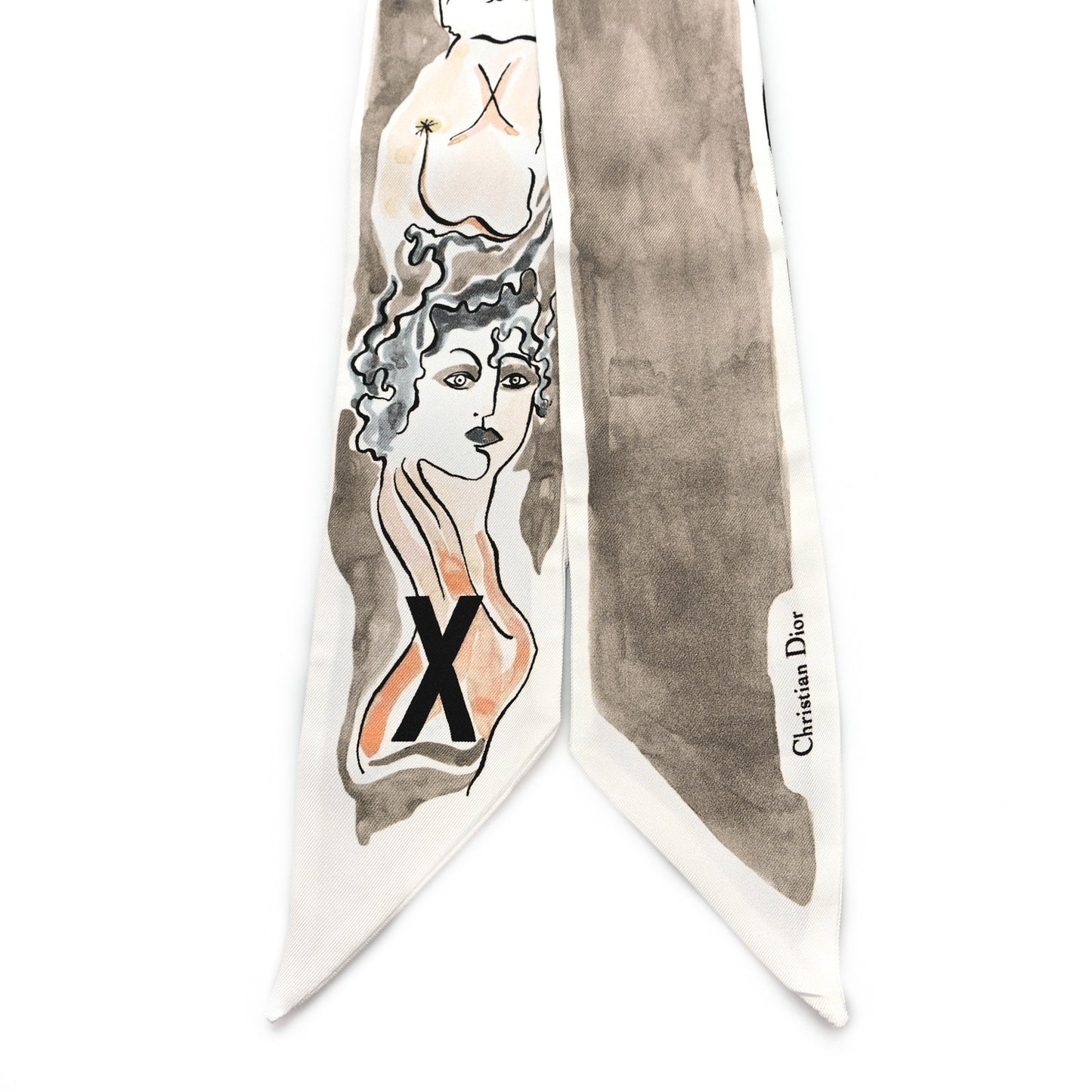 Silk Mitzah ABCDIOR "X" Scarf Grey