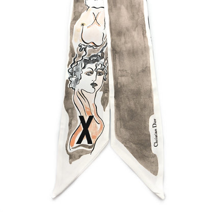 Christian Dior Silk Mitzah ABCDIOR "X" Scarf Grey 2 of 3