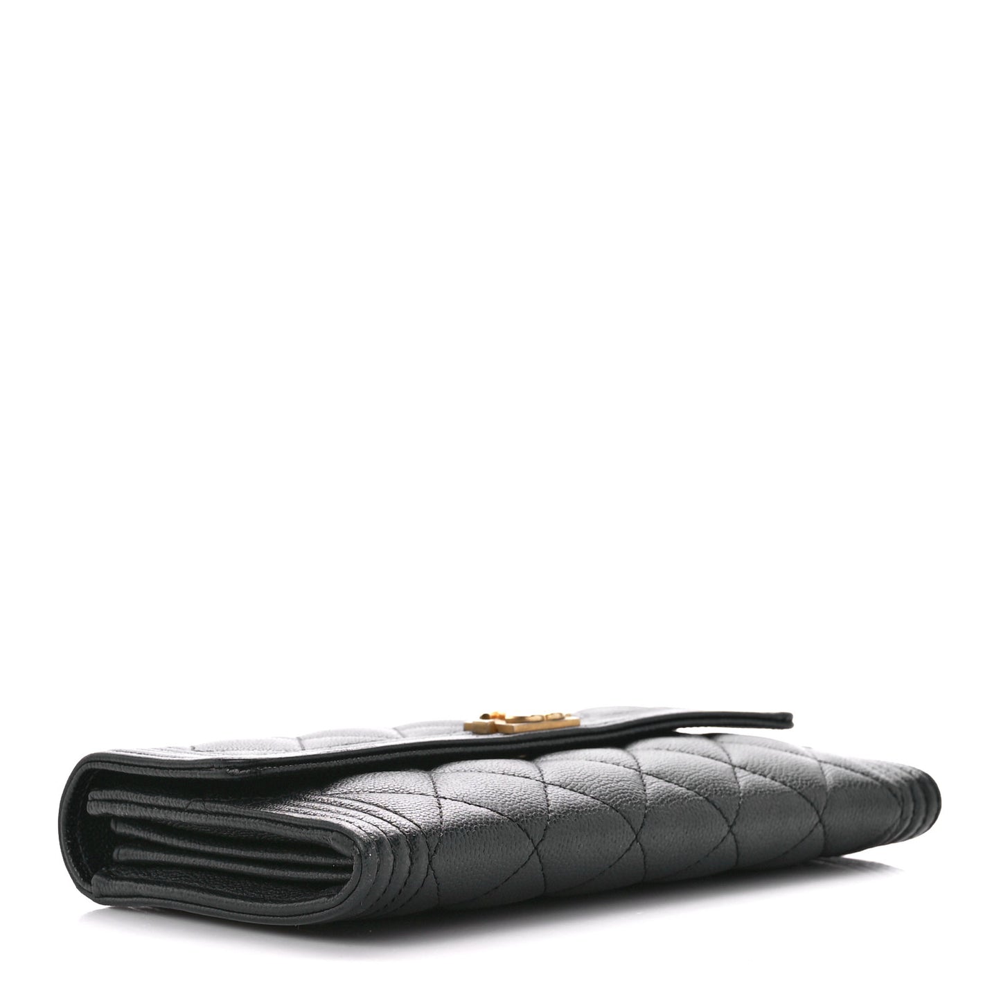 Caviar Quilted Large Boy Gusset Flap Wallet Black