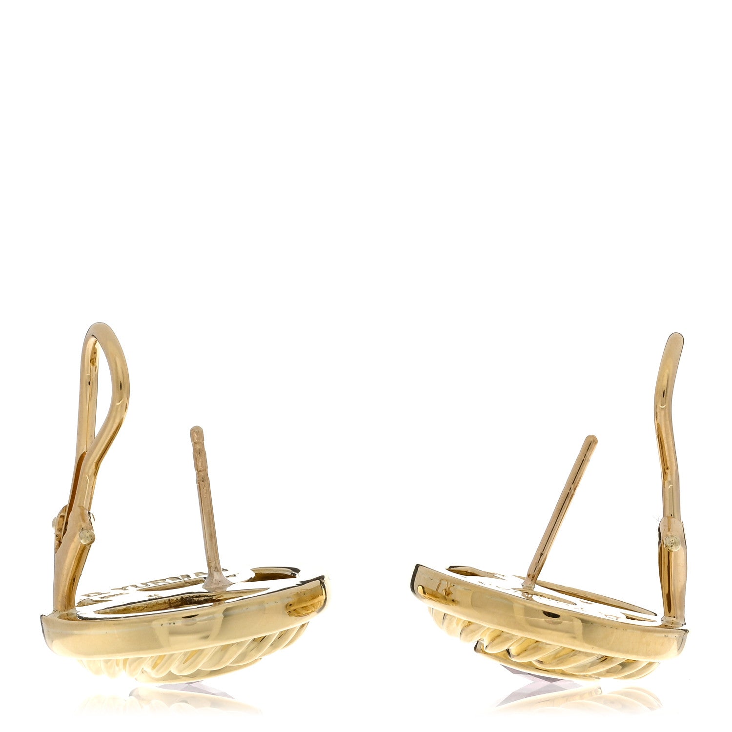 David Yurman 18K Yellow Gold Rhodolite Cookie Cable Earrings 3 of 4