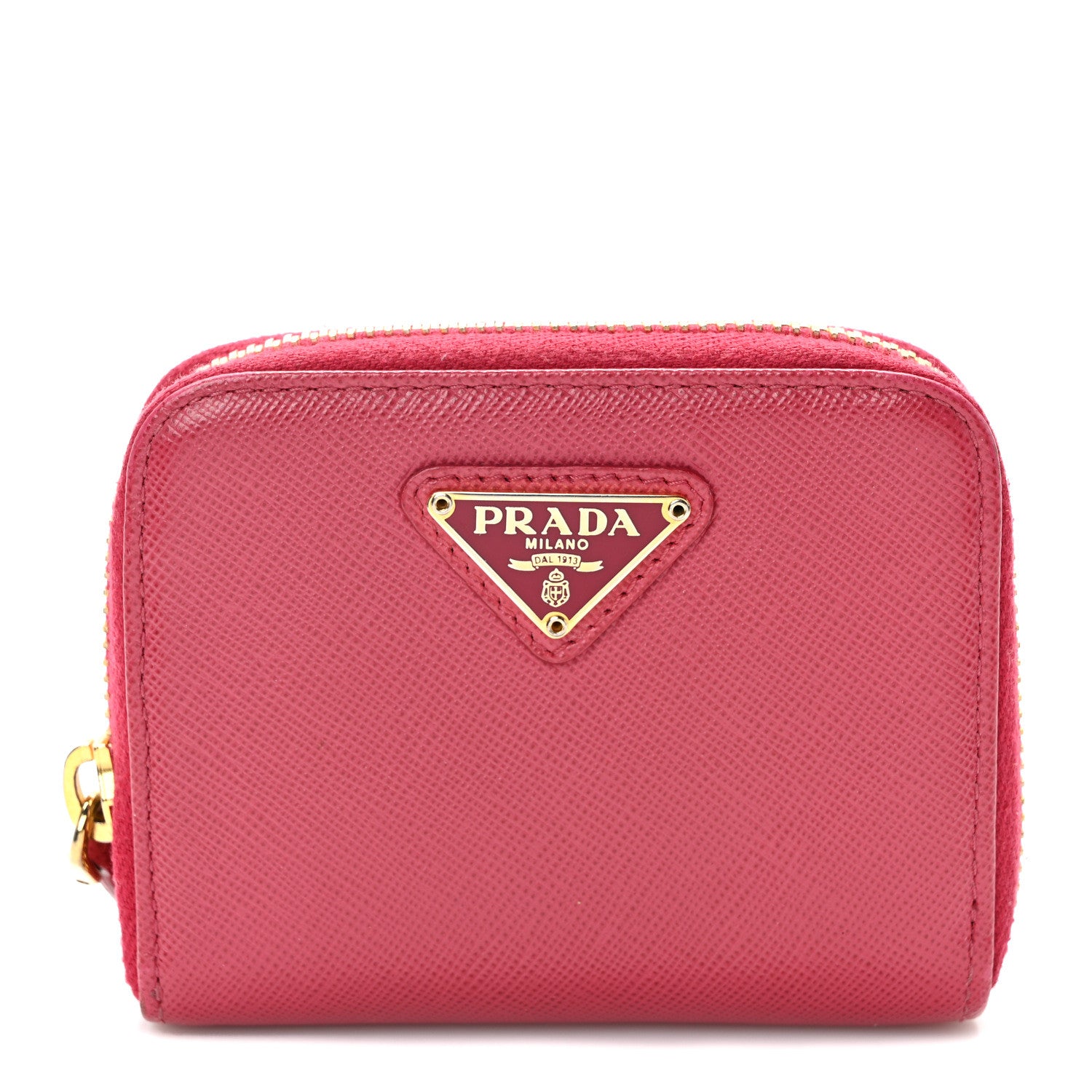 Prada Saffiano Metal Zip Coin Purse Fuoco 1 of 12