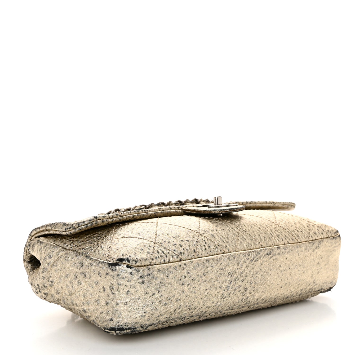 Chanel Distressed Metallic Lambskin Quilted Le Marais Ligne Flap Gold 4 of 18