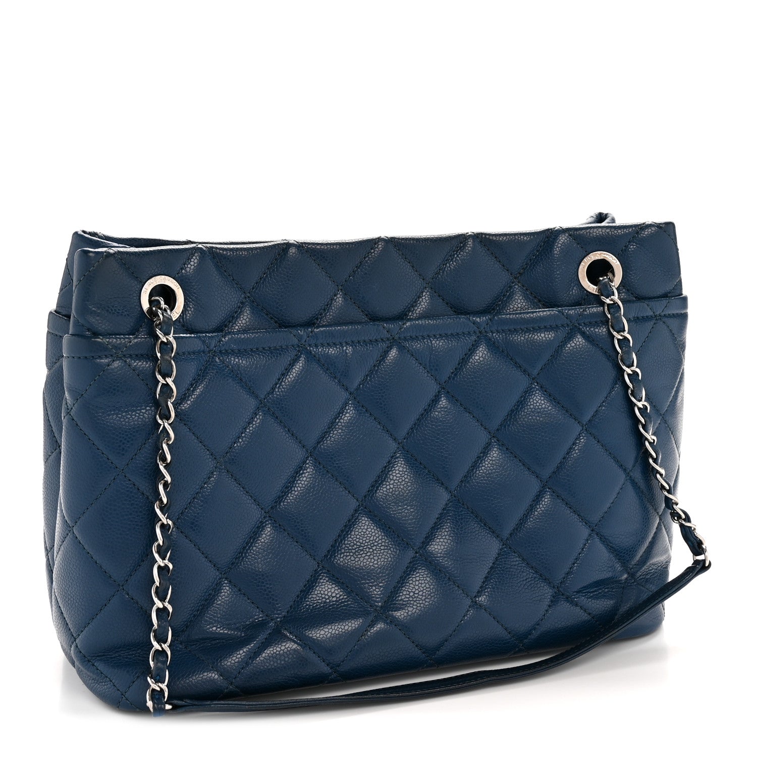 Chanel Caviar Quilted CC Timeless Soft Tote Blue 3 of 13