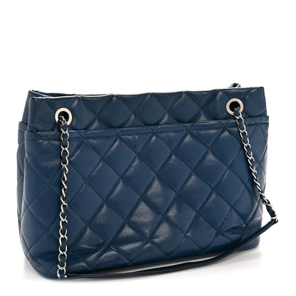 Chanel Caviar Quilted CC Timeless Soft Tote Blue 3 of 13