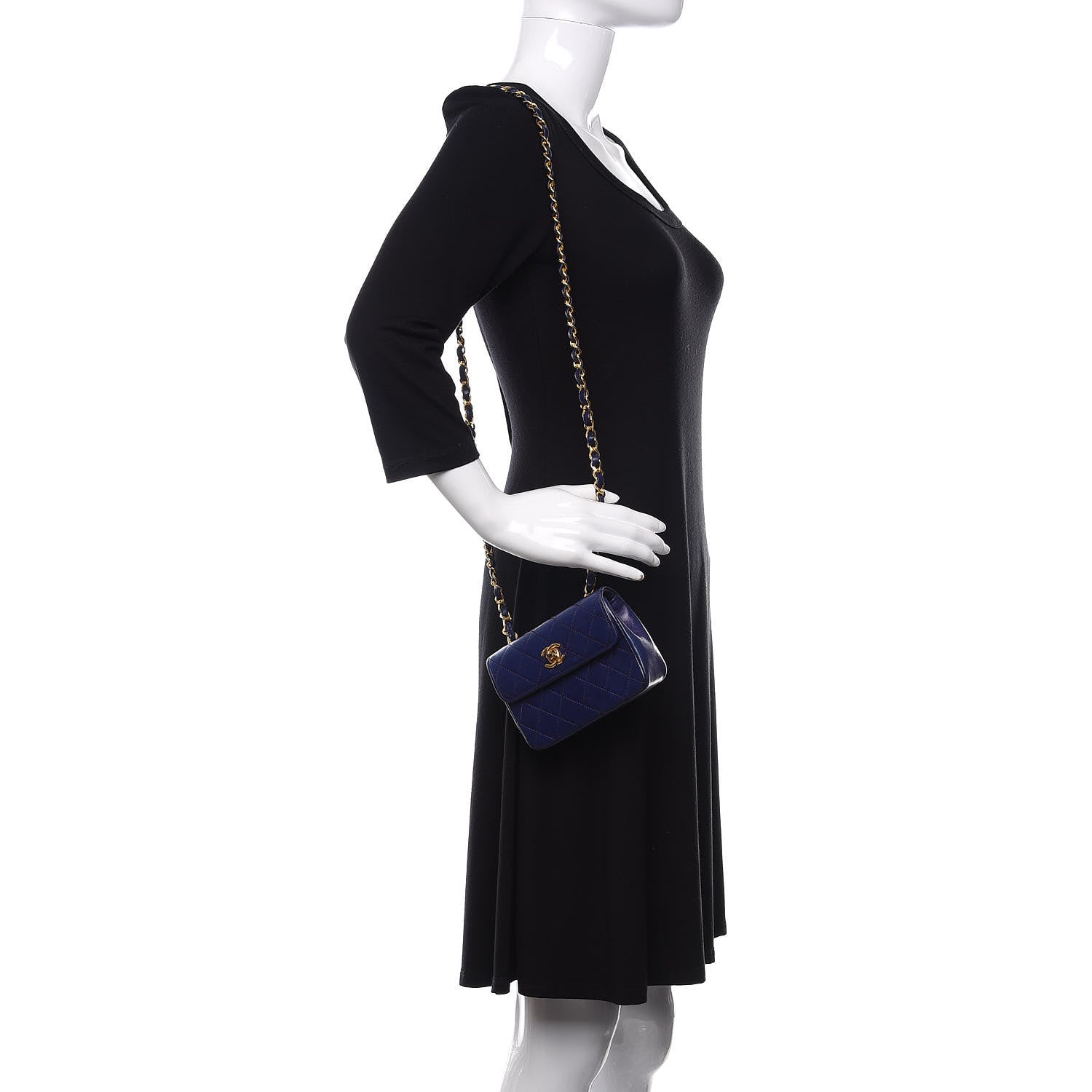 Chanel Lambskin Quilted Mini Square Flap Blue 2 of 12