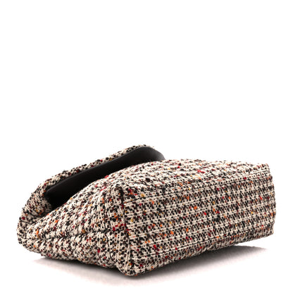 Saint Laurent Tweed Quilted Loulou Puffer Monogram Pouch Clutch Beige Umber Multicolor 5 of 15