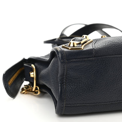 Balenciaga Chevre Gold Metallic Edge Hardware Mini City Bleu Nuit Dark Sea 9 of 12