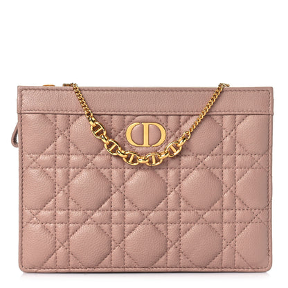 Christian Dior Calfskin Cannage Caro Zipped Pouch With Chain Fard 1 of 8