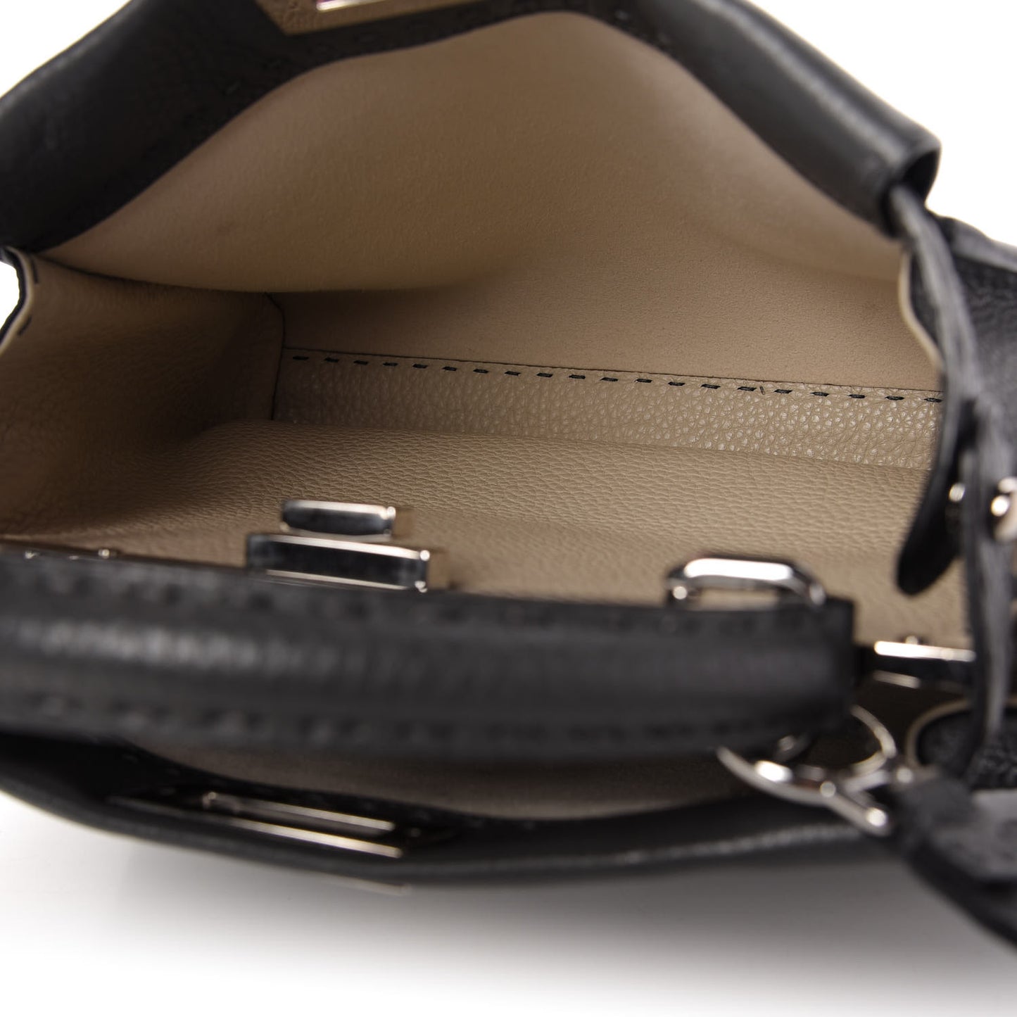 Cuoio Romano Selleria Bi-Color Medium Peekaboo Iconic Satchel Asfalto Latte