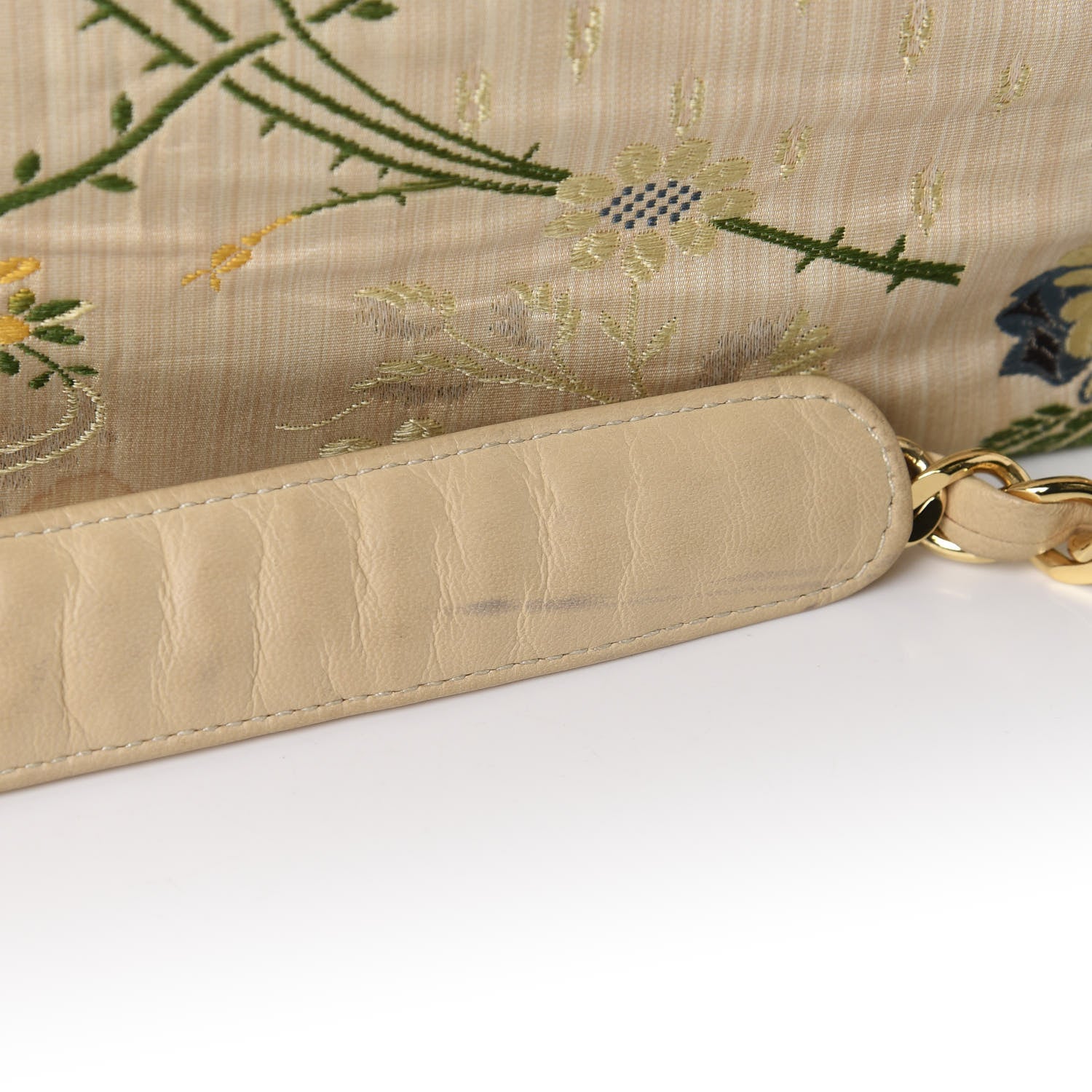Chanel Calfskin Canvas Embroidered Flower Tote Beige 10 of 14