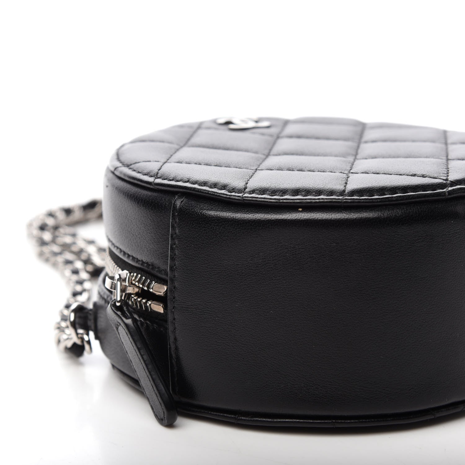 Chanel Lambskin Quilted Round Clutch With Chain Black 6 of 11