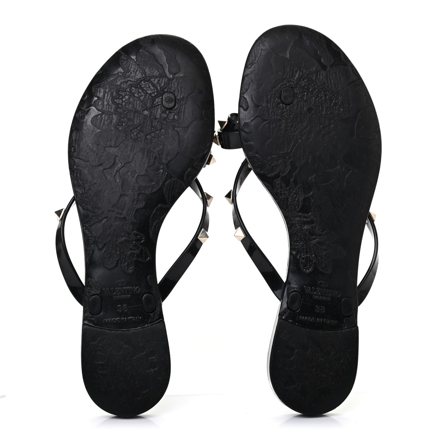 PVC Jelly Rockstud Bow Thong Sandals 38 Black