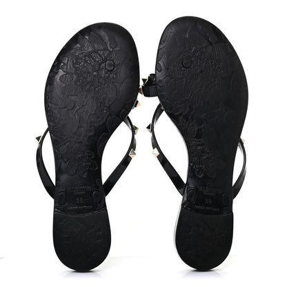 Valentino Garavani PVC Jelly Rockstud Bow Thong Sandals 38 Black 5 of 15