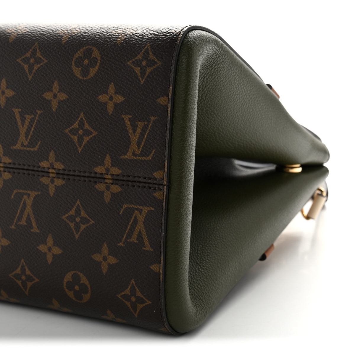 Calfskin Monogram Fold Tote PM Cream Khaki Black