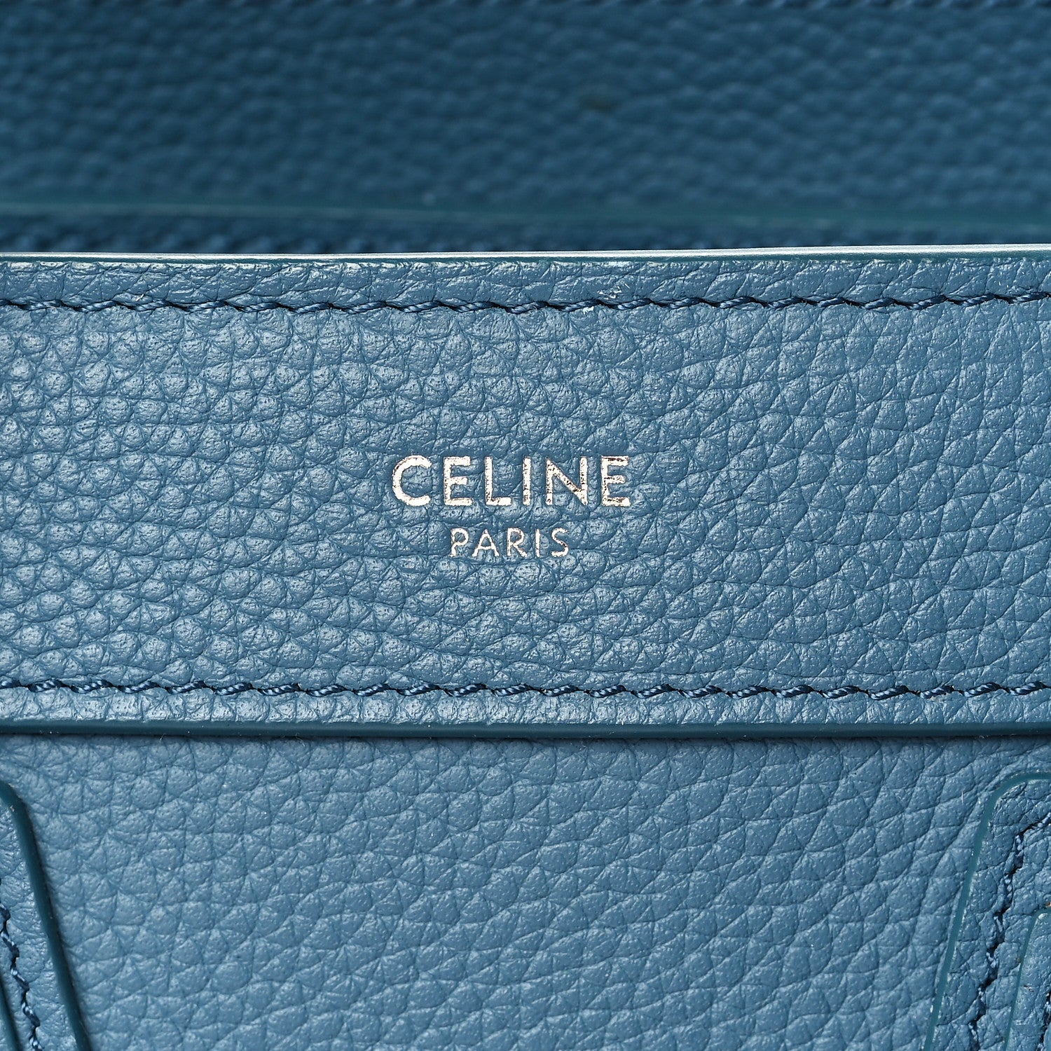Celine Drummed Calfskin Nano Luggage Blue 6 of 10