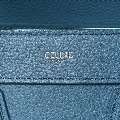 Celine Drummed Calfskin Nano Luggage Blue 6 of 10