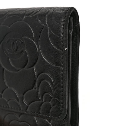 Chanel Lambskin Camellia Embossed Medium Wallet Black 9 of 11