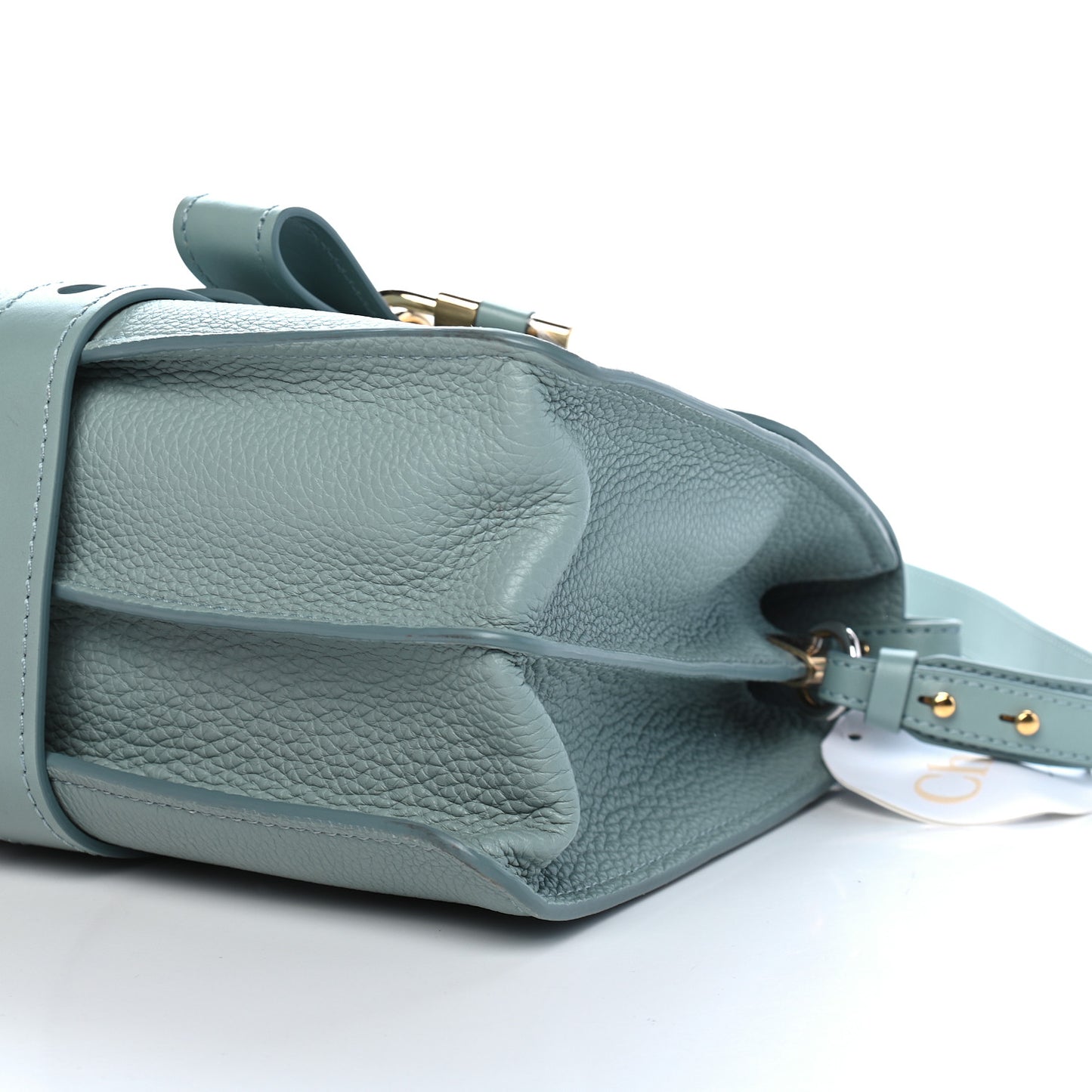 Shiny Grained Calfskin Medium Aby Day Shoulder Bag Faded Blue