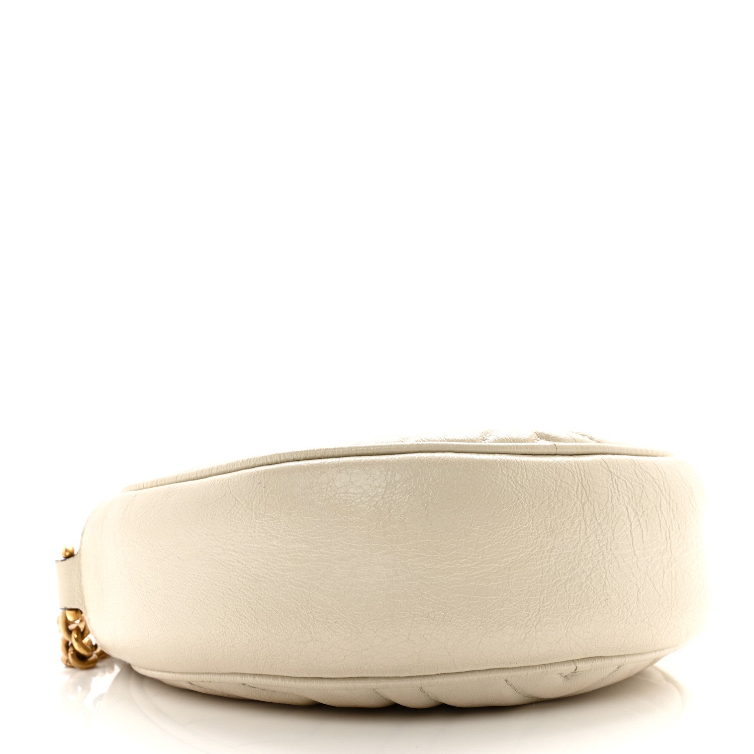 Gucci Calfskin Matelasse Mini GG Marmont Round Shoulder Bag White 4 of 15