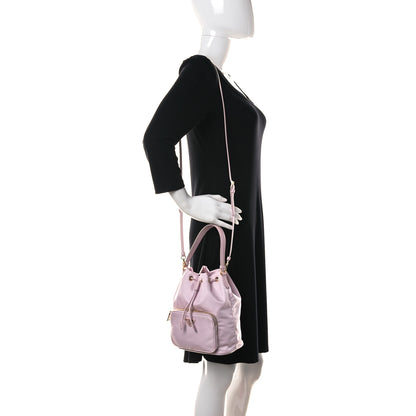 Prada Re-Nylon Saffiano Duet Bucket Crossbody Bag Alabastro 2 of 9