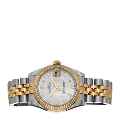 Rolex Stainless Steel 18K Yellow Gold Diamond Mother of Pearl 31mm Oyster Perpetual Datejust Watch 178273 2 of 5