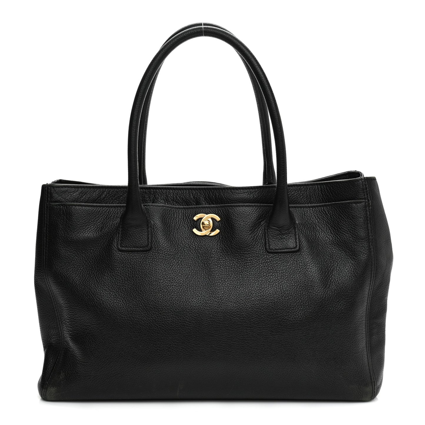 Calfskin Cerf Executive Shopper Tote Black