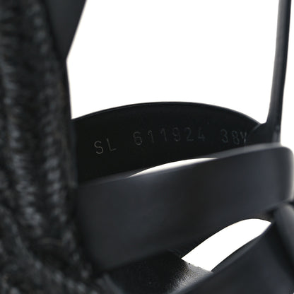 Saint Laurent Calfskin Tribute 95 Platform Espadrille Wedge Sandals 38.5 Black 7 of 8