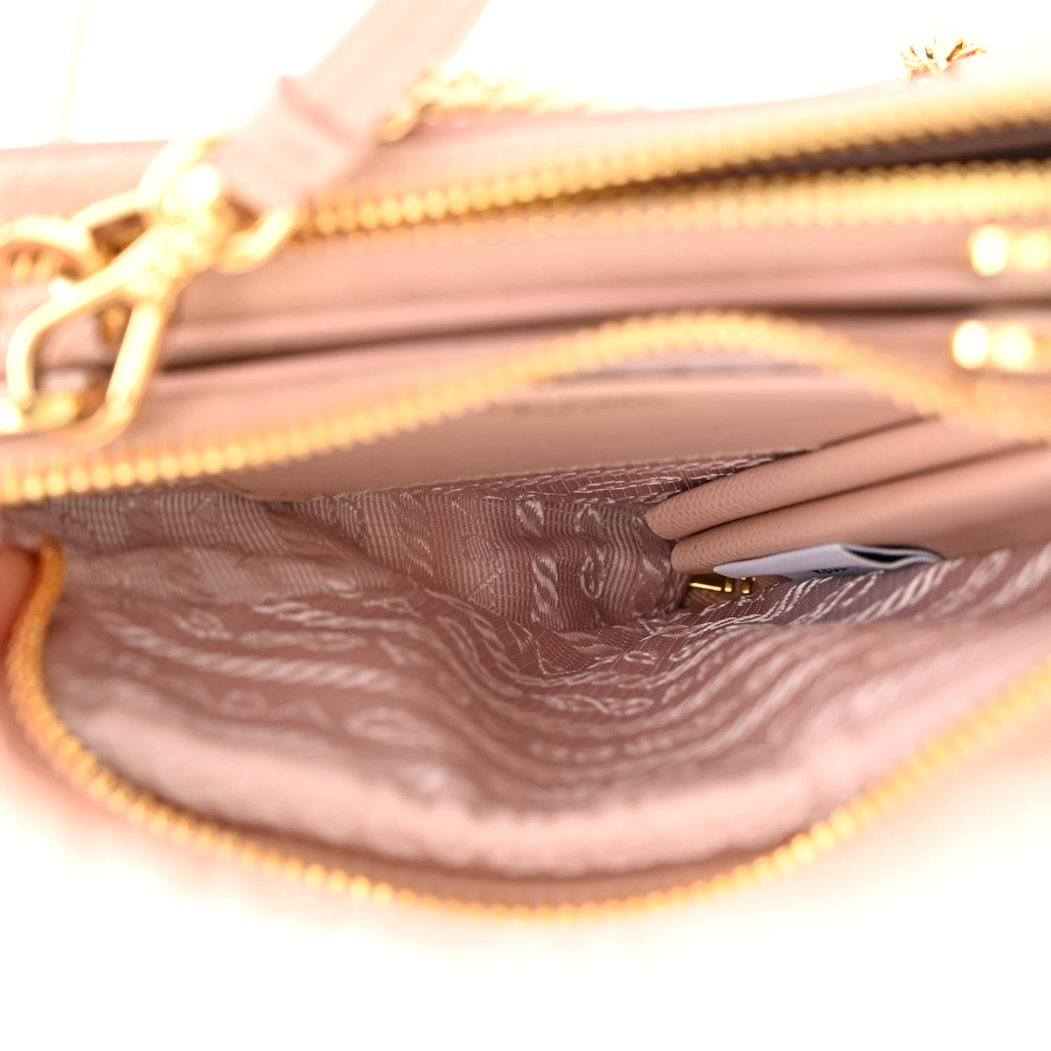 Prada Saffiano Shearling Triangle Mini Pouch Orchid Pink 5 of 12