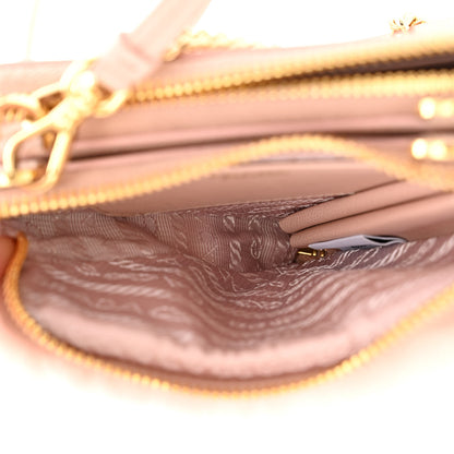 Prada Saffiano Shearling Triangle Mini Pouch Orchid Pink 5 of 12
