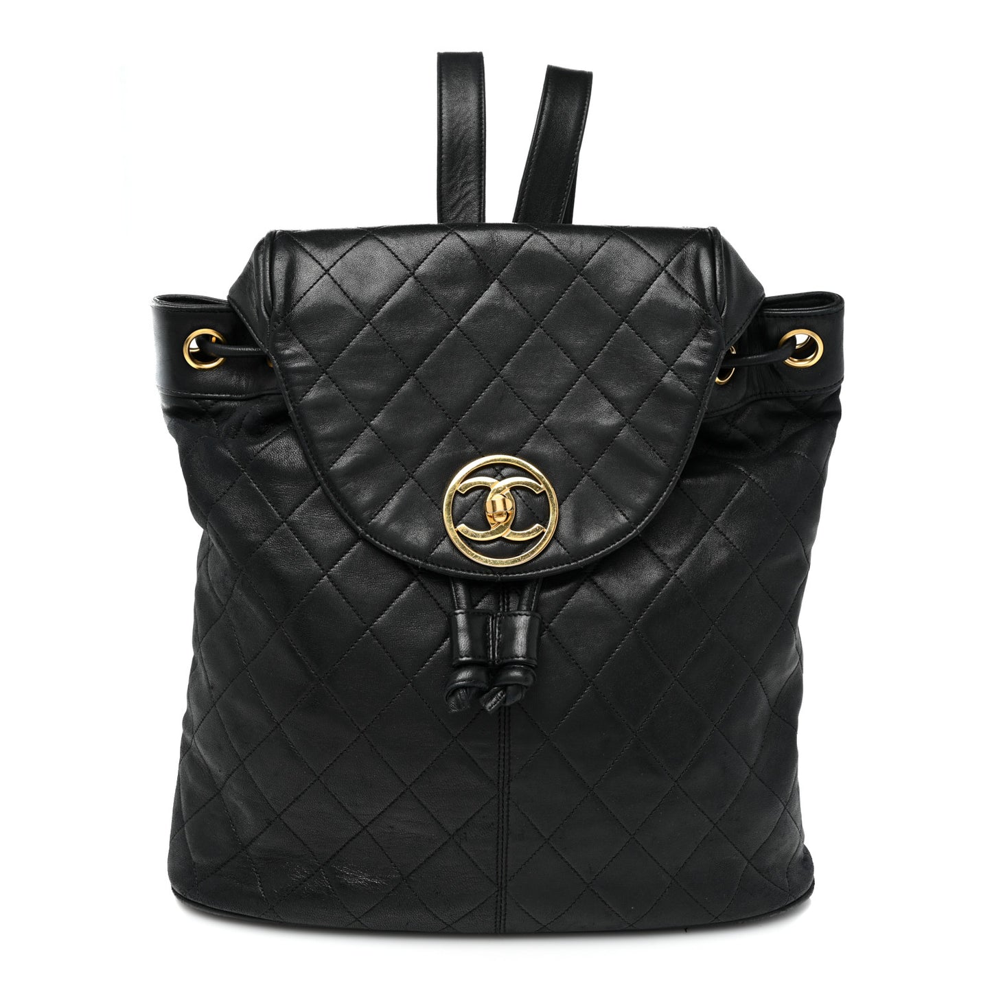 Lambskin Quilted CC Backpack Black