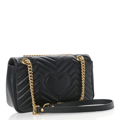 Gucci Calfskin Matelasse Small GG Marmont Shoulder Bag Black 3 of 9