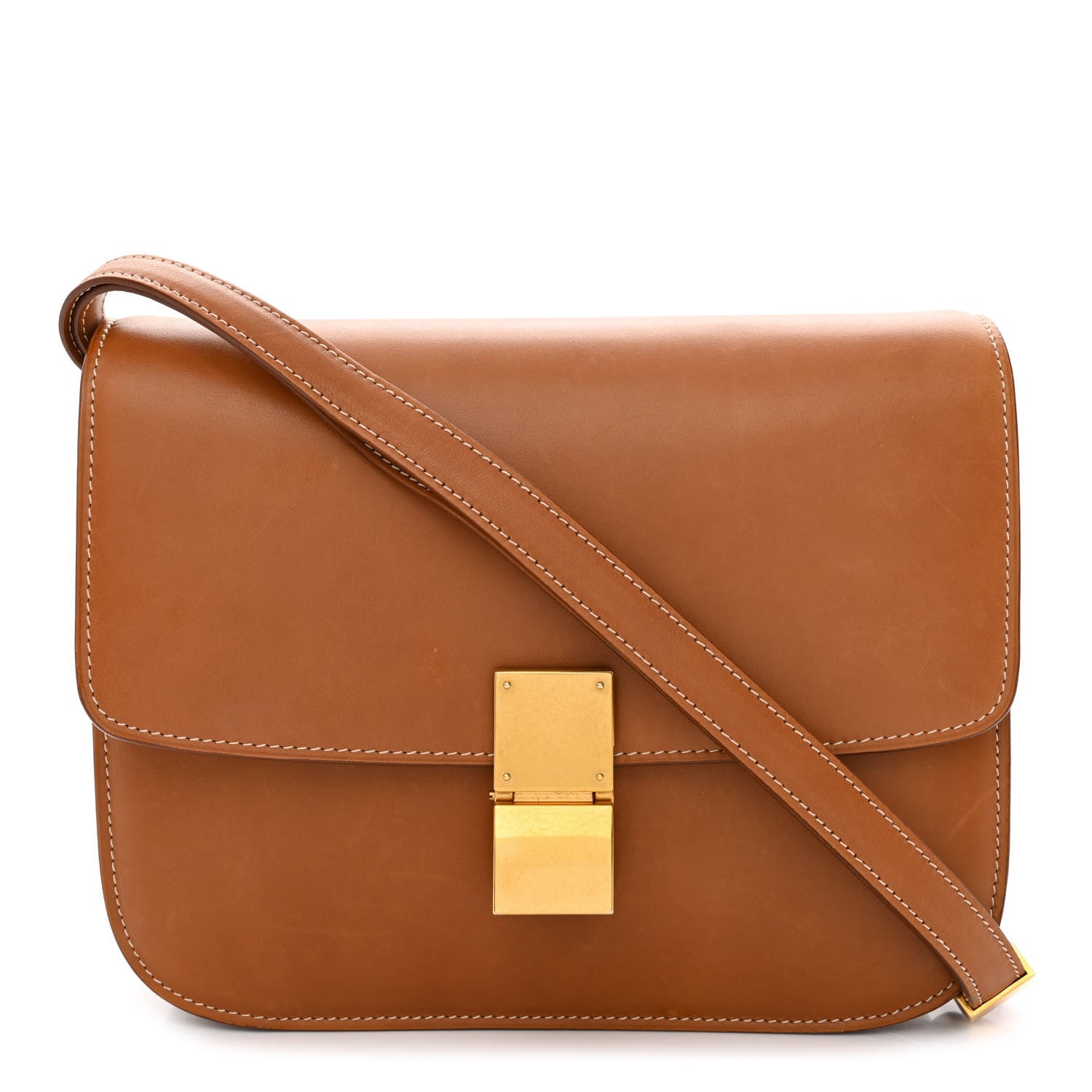 Celine Natural Calfskin Medium Classic Box Flap Bag Tan 1 of 11
