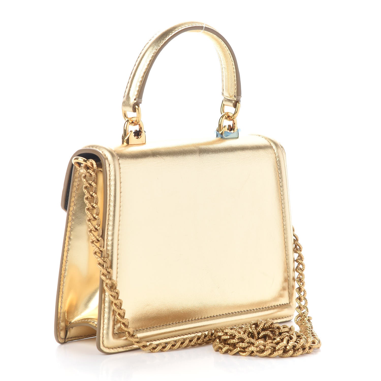 Dolce & Gabbana Smooth Calfskin Devotion Envelope Top Handle Bag Gold 3 of 9