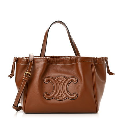 Celine Smooth Calfskin Cuir Small Triomphe Cabas Drawstring Tan 1 of 9