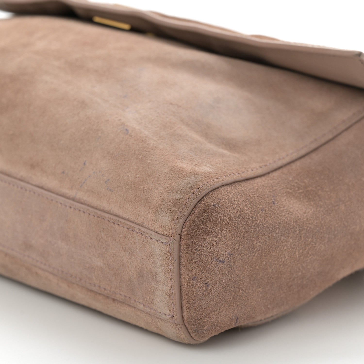 Saint Laurent Smooth Calfskin Suede Medium Reversible Monogram Kate Satchel Taupe 14 of 17
