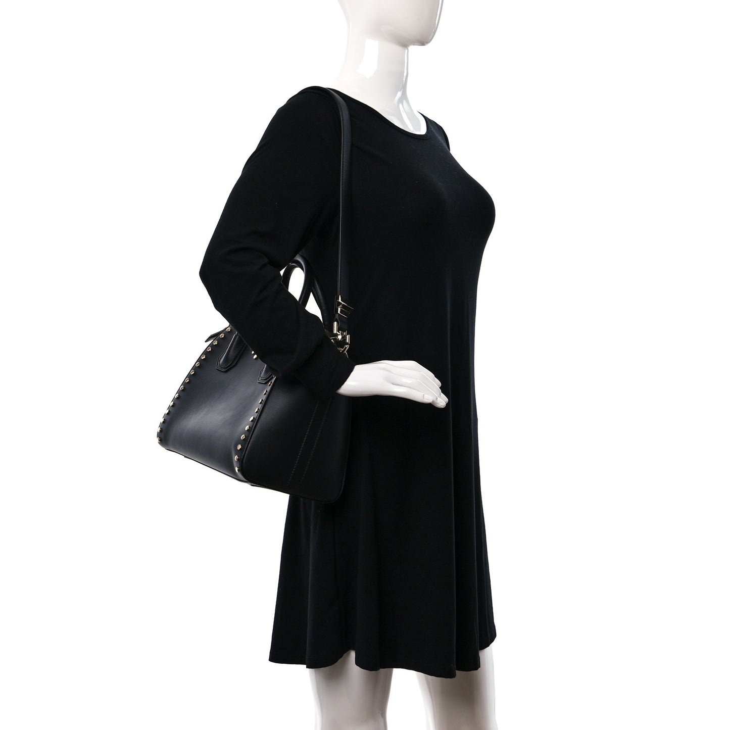 Smooth Calfskin Small Studded Antigona Black