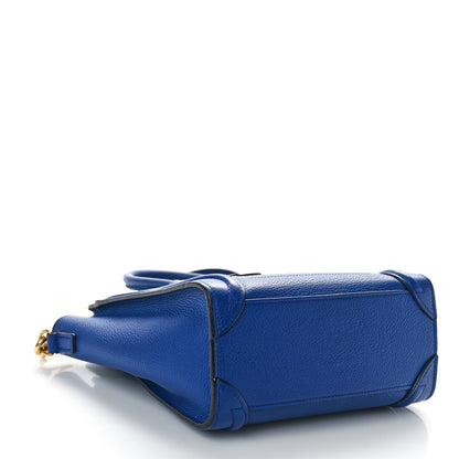 Celine Drummed Calfskin Nano Luggage Indigo 4 of 10