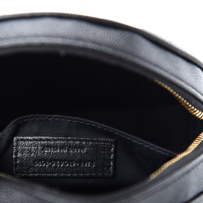 Saint Laurent Grain De Poudre Matelasse Chevron Quilted Round Vinyle Camera Bag Black 11 of 12