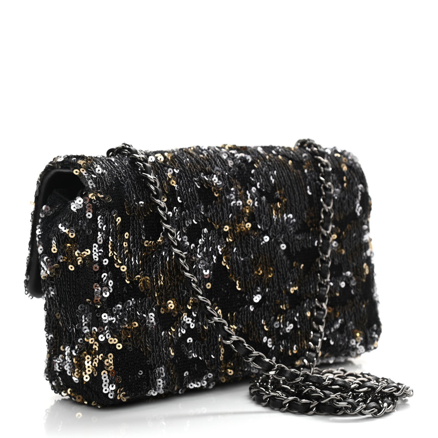 Chanel Sequin Mini Rectangular Flap Gold Silver 3 of 10