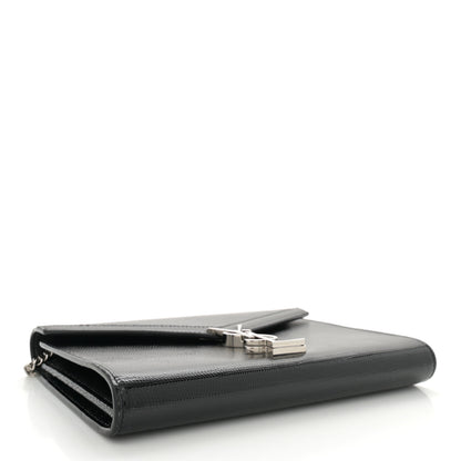 Saint Laurent Calfskin Lizard Embossed Monogram Cassandra Chain Wallet Black 4 of 11