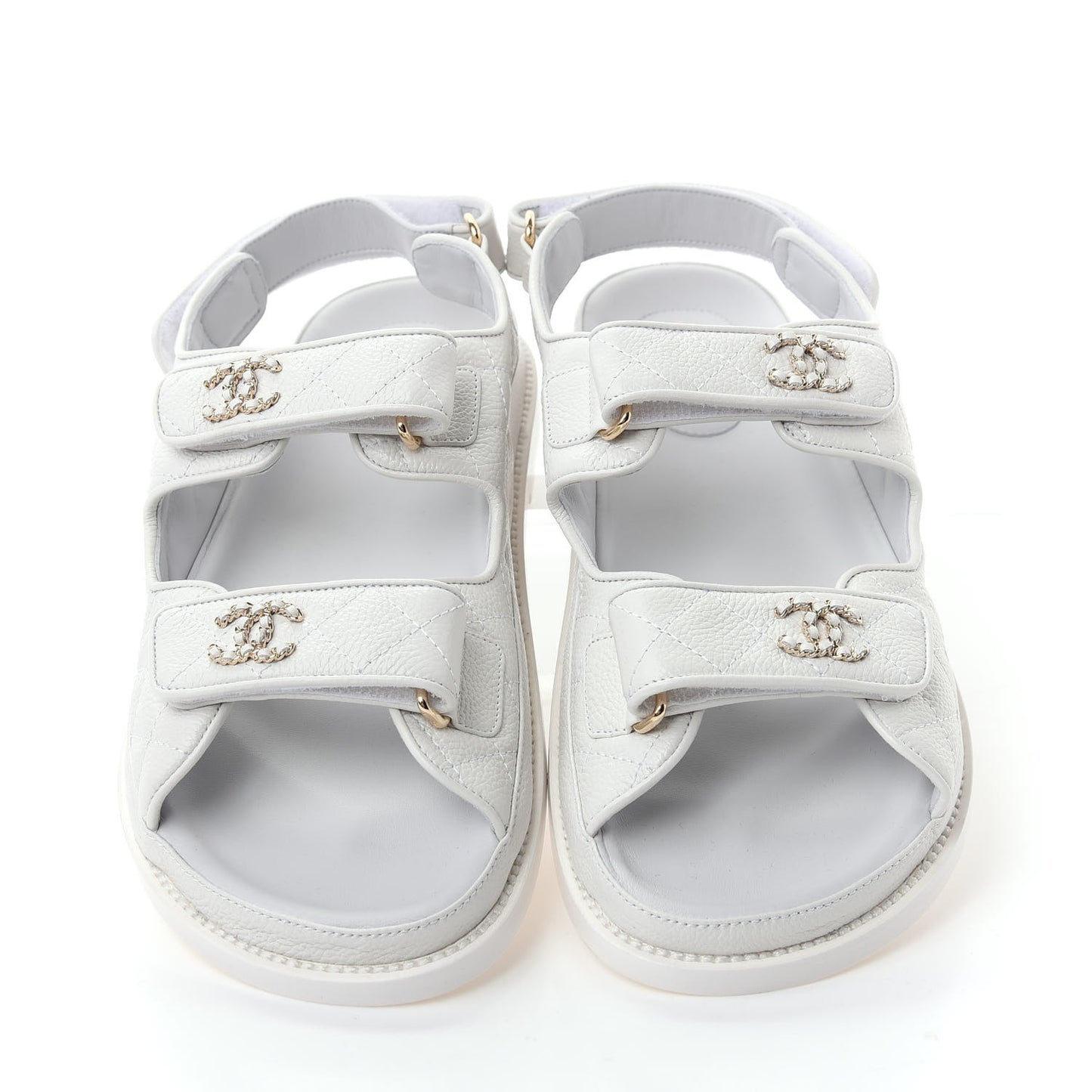 Grained Calfskin Velcro Dad Sandals 39.5 White