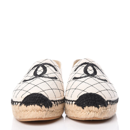 Chanel Fabric Biarritz CC Espadrilles 37 Beige Black 2 of 11