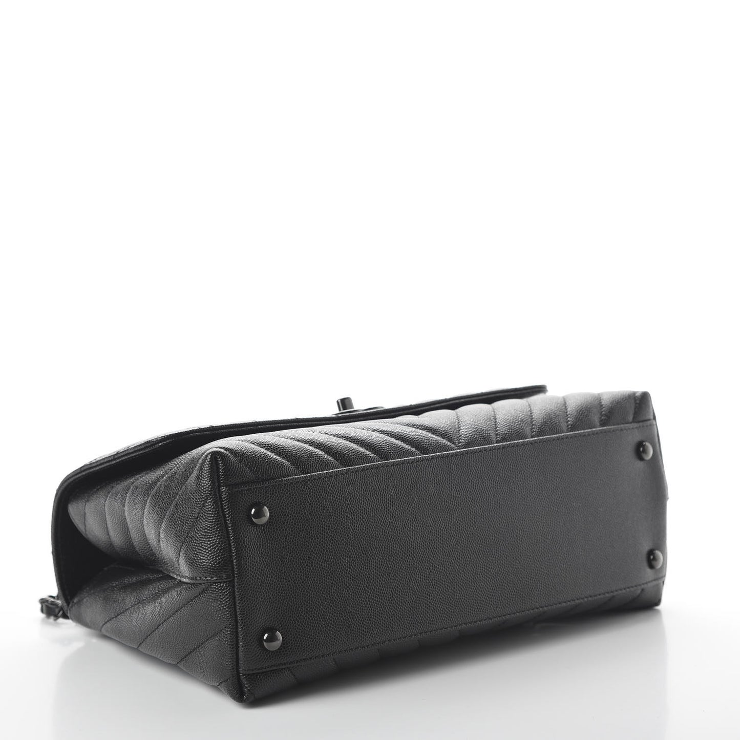 Caviar Chevron Quilted Small Coco Handle Flap So Black