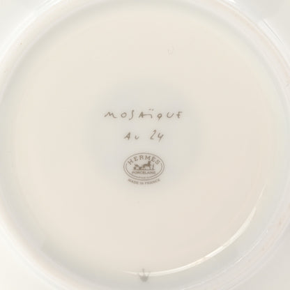 Hermes Porcelain Mosaique Au 24 Platine Tea Cup And Saucer Set Of 2 Platinum 7 of 8