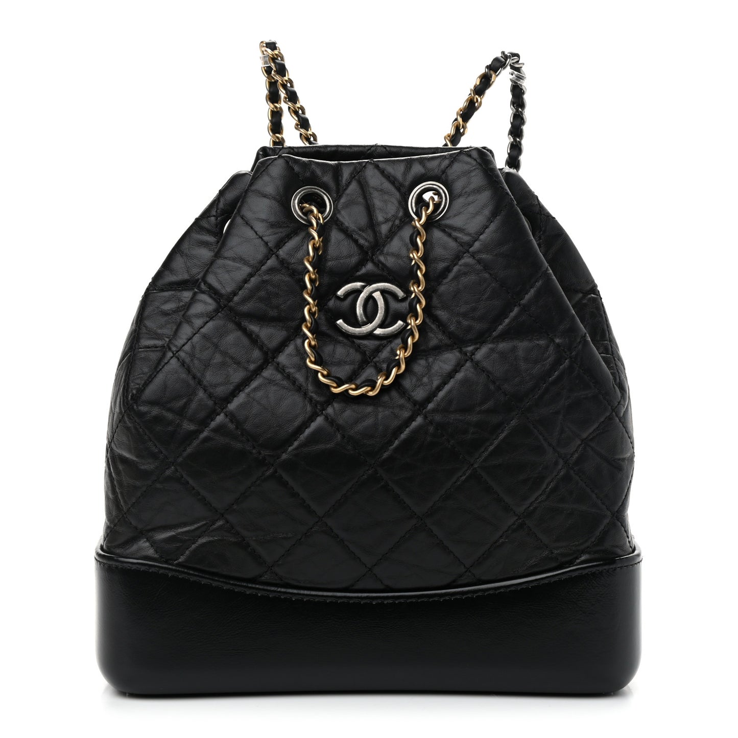 Aged Calfskin Quilted Small Gabrielle Backpack Black