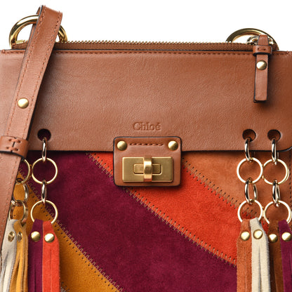 Chloe Calfskin Suede Rainbow Patchwork Small Jane Fringe Bag Caramel 10 of 10