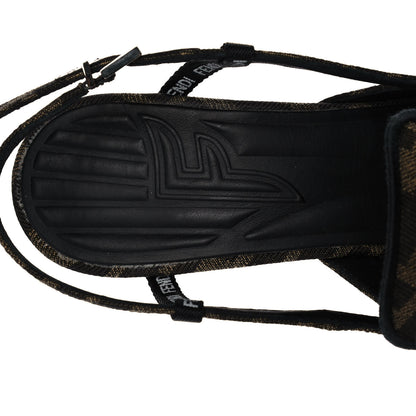 Fendi Jacquard FFreedom Decollete Slingback Square Toe Pumps 36.5 Tobacco 6 of 8